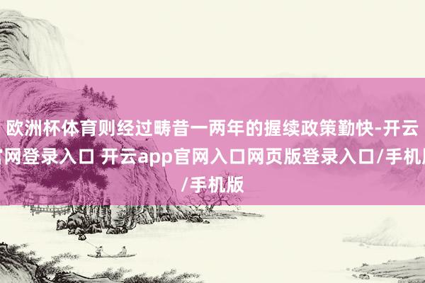 欧洲杯体育则经过畴昔一两年的握续政策勤快-开云官网登录入口 开云app官网入口网页版登录入口/手机版