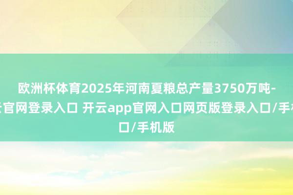 欧洲杯体育2025年河南夏粮总产量3750万吨-开云官网登录入口 开云app官网入口网页版登录入口/手机版