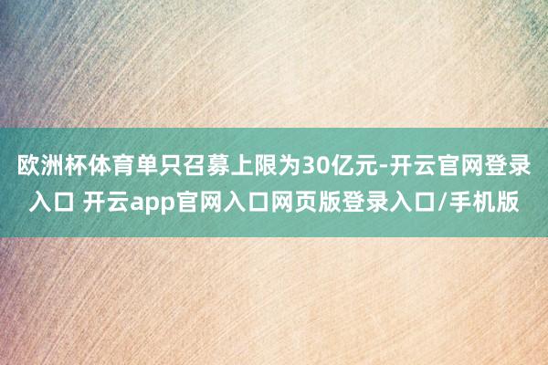 欧洲杯体育单只召募上限为30亿元-开云官网登录入口 开云app官网入口网页版登录入口/手机版